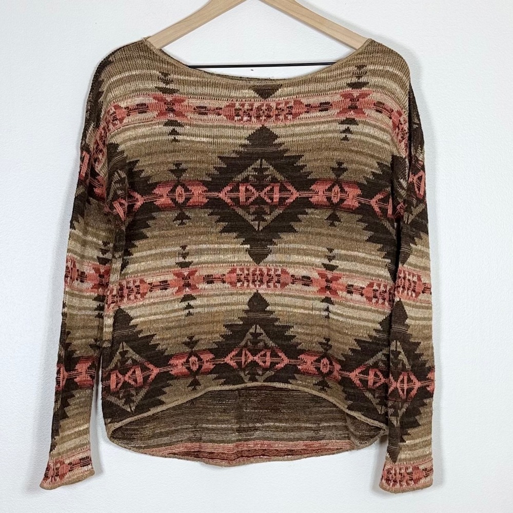 Denim & Supply Ralph Lauren Womens Sweater Size XS Brown Southwestern Aztec